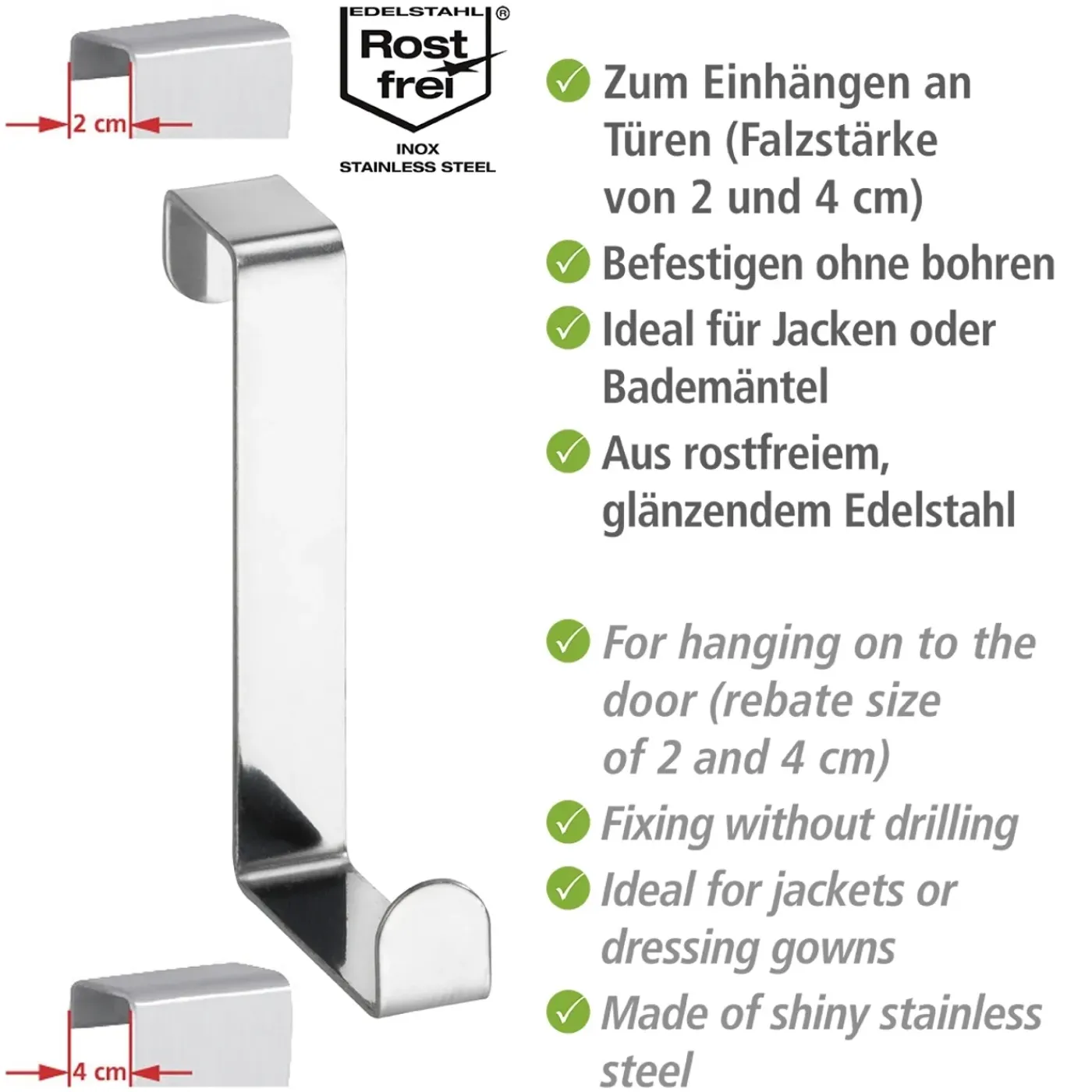 Wenko deurhaken 6 stuks RVS