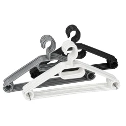 Wenko kledinghangers Easy grijs/zwart/wit 10 stuks