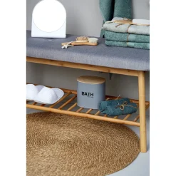 Wenko schoenenbank Bahari met zitkussen bamboe/grijs 90x45x34cm