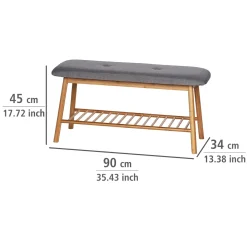 Wenko schoenenbank Bahari met zitkussen bamboe/grijs 90x45x34cm