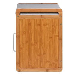 Wenko schoenenkast Bahari met zitkussen bamboe/grijs 50x45x33cm