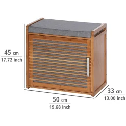 Wenko schoenenkast Bahari met zitkussen bamboe/grijs 50x45x33cm