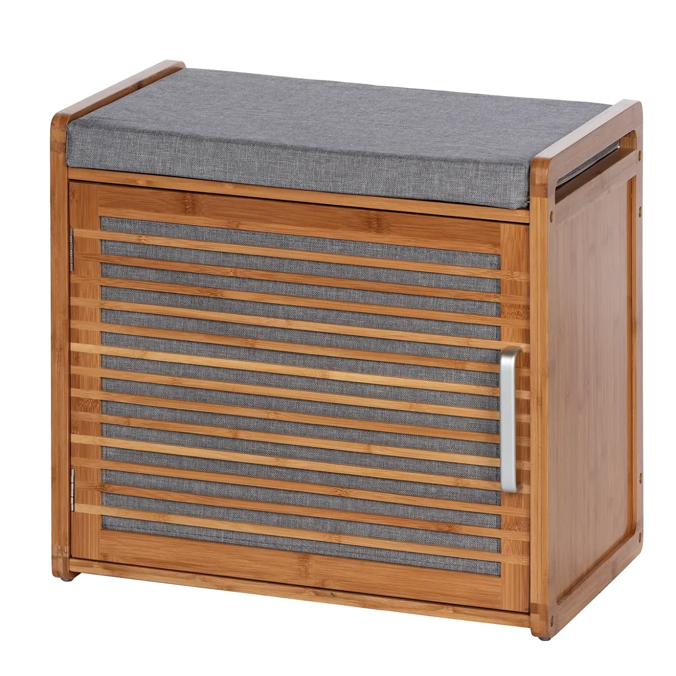 Wenko schoenenkast Bahari met zitkussen bamboe/grijs 50x45x33cm