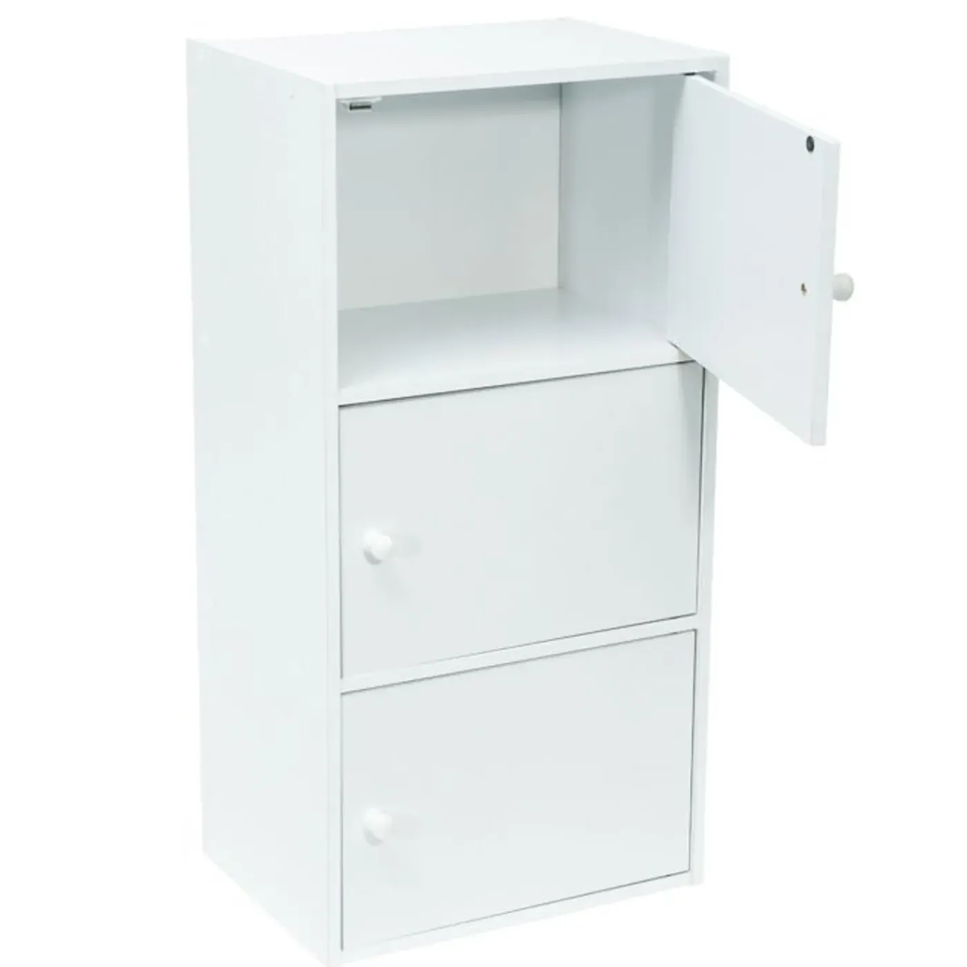 WERKA PRO - Opbergkast Met Deuren Wit Mdf - 3 Deuren - 80 X 29 X 40 Cm