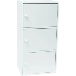 WERKA PRO - Opbergkast Met Deuren Wit Mdf - 3 Deuren - 80 X 29 X 40 Cm