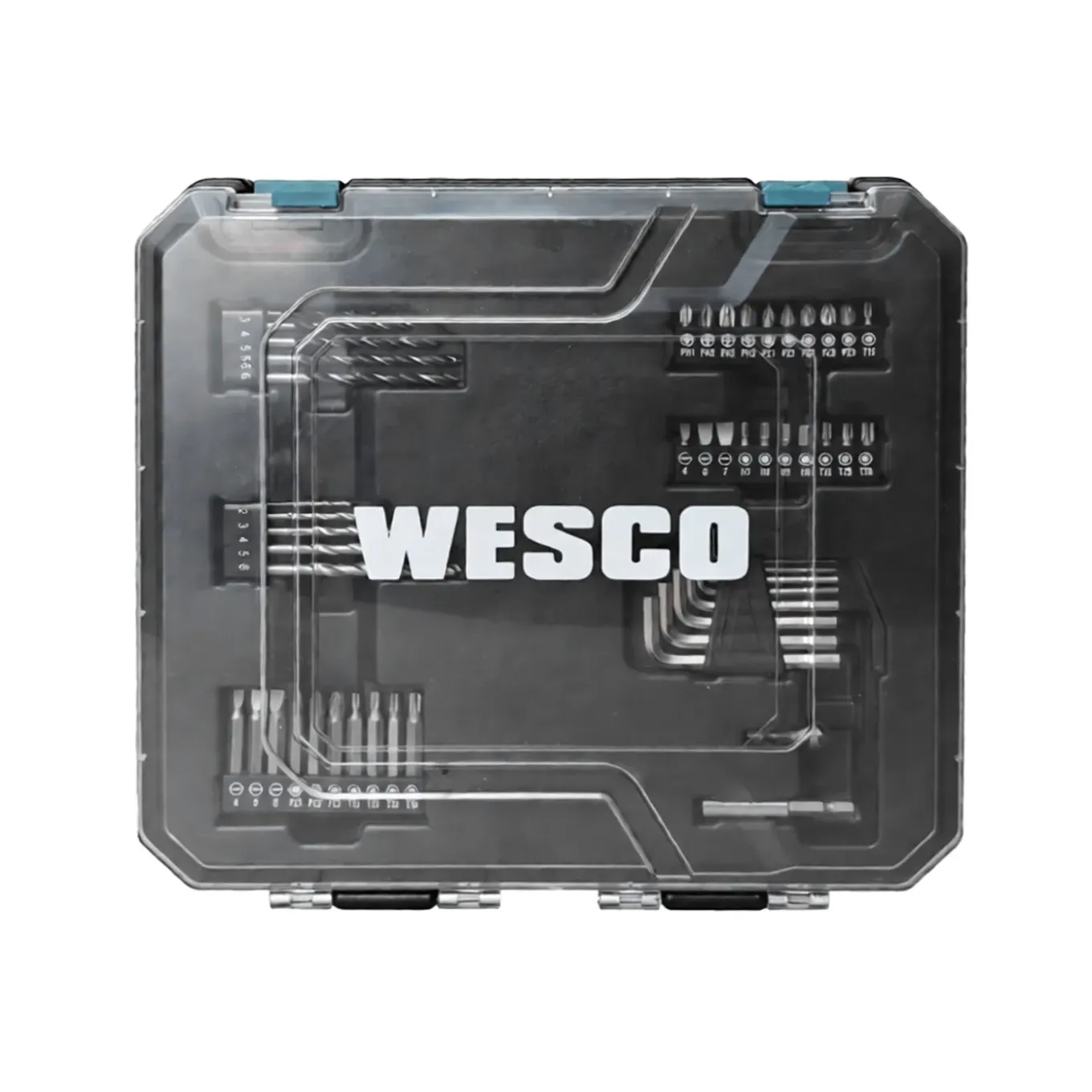 WESCO accuboormachine/schroefmachine – 18 V – set met 50 accessoires – 2 lithium-ion batterijen – snellader – stevige koffer – complete doe-het-zelf kit