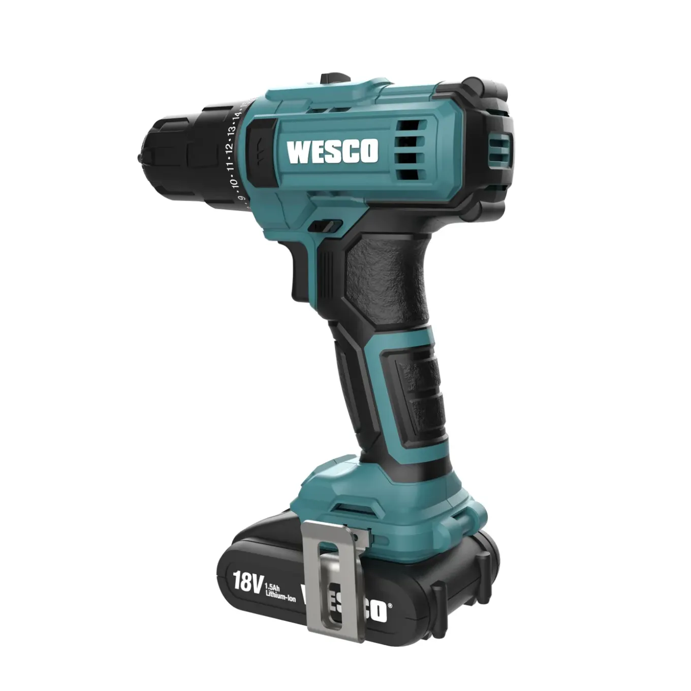WESCO accuboormachine/schroefmachine – 18 V – set met 50 accessoires – 2 lithium-ion batterijen – snellader – stevige koffer – complete doe-het-zelf kit