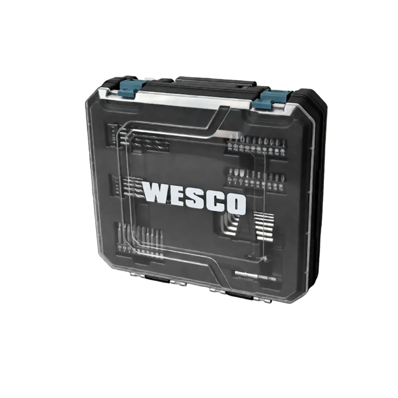 WESCO accuboormachine/schroefmachine – 18 V – set met 50 accessoires – 2 lithium-ion batterijen – snellader – stevige koffer – complete doe-het-zelf kit