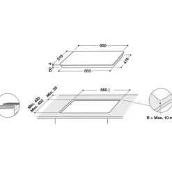 WHIRLPOOL Plaque Inductie 7200w 65cm, Wlb 4265 Bfixl