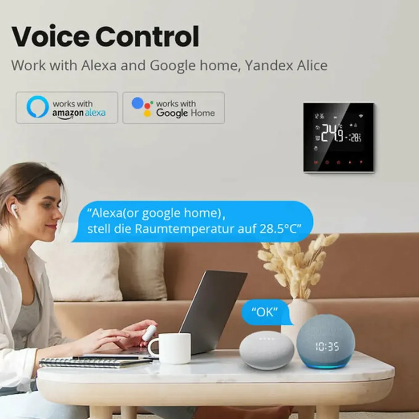 Wifi Inbouw Thermostaat Voor Watergedragen Vloerverwarming Met Ntc Sensor En App Bediening