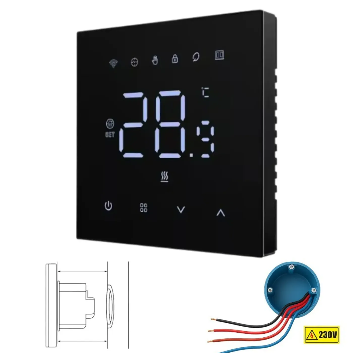 Smartlife Domotica Wifi Inbouw Thermostaat Voor Centrale Verwarming Met Touchscreen App En Spraakbediening