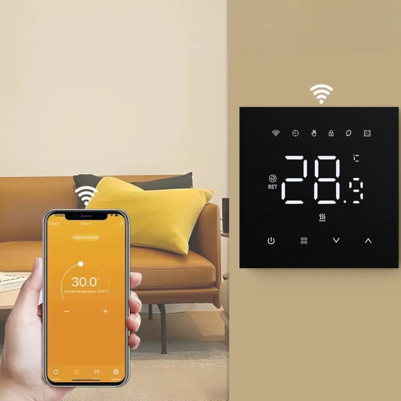 Smartlife Domotica Wifi Inbouw Thermostaat Voor Centrale Verwarming Met Touchscreen App En Spraakbediening