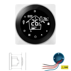 Smartlife Domotica Wifi Inbouw Thermostaat Voor Cv En Boilers Met Touchscreen Rond Zwart En Wifi Bediening