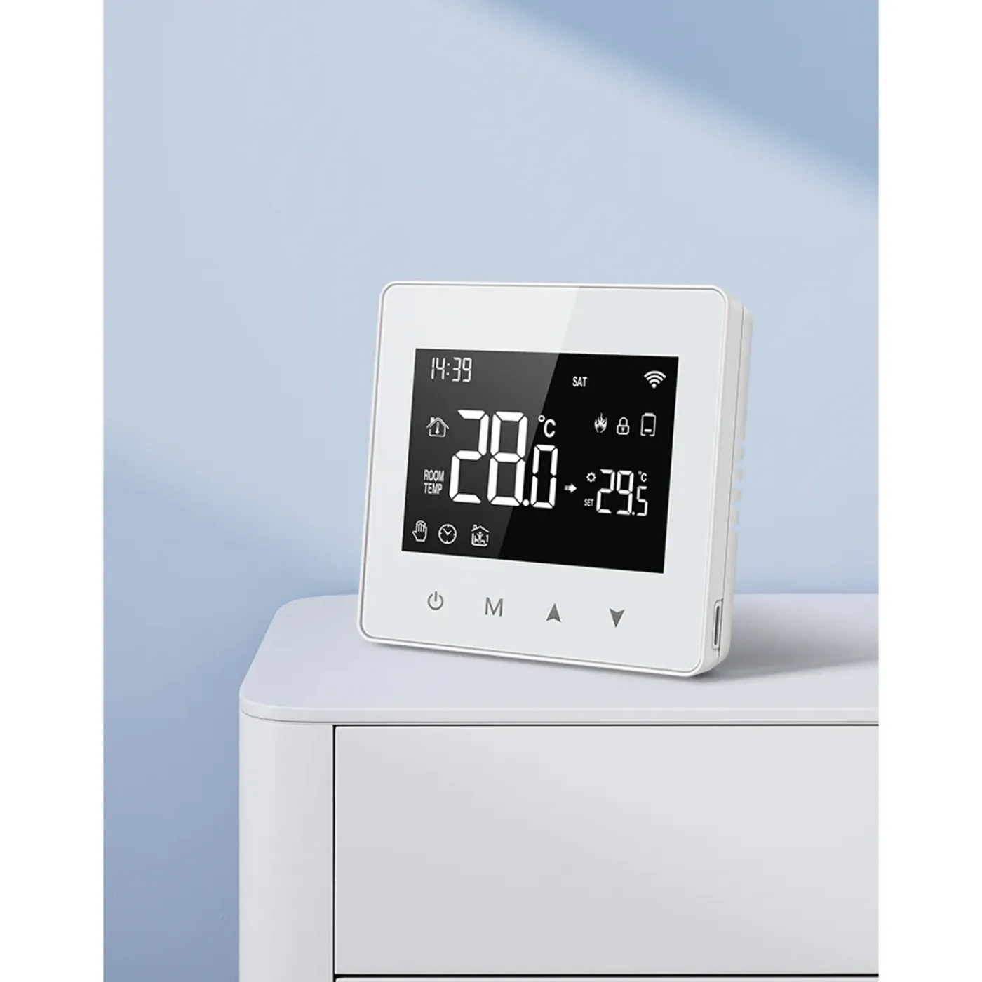 Smartlife Domotica Wifi Opbouw Thermostaat Voor Cv Installatie Met Touchscreen Bediening En Spraakbediening