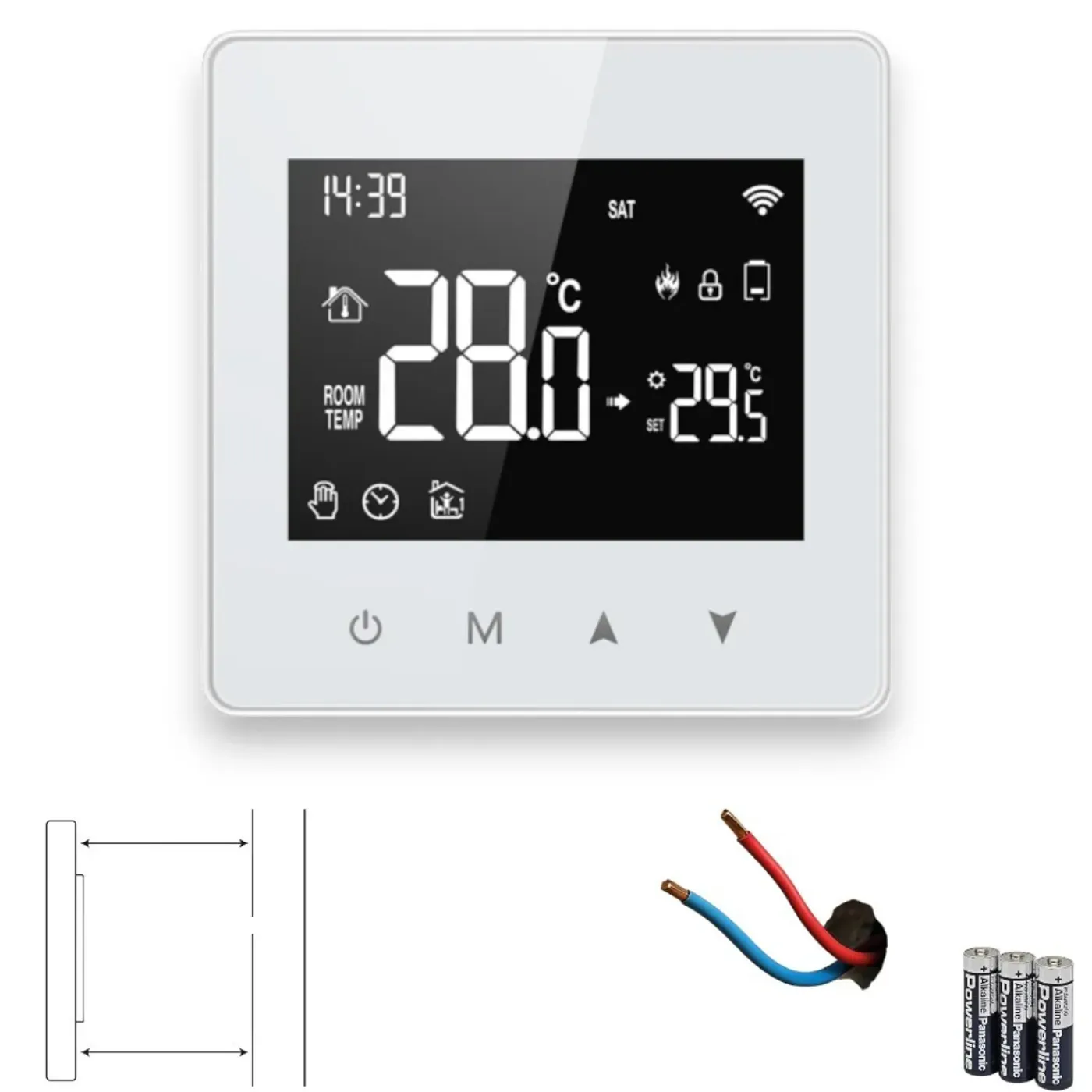Smartlife Domotica Wifi Opbouw Thermostaat Voor Cv Installatie Met Touchscreen Bediening En Spraakbediening