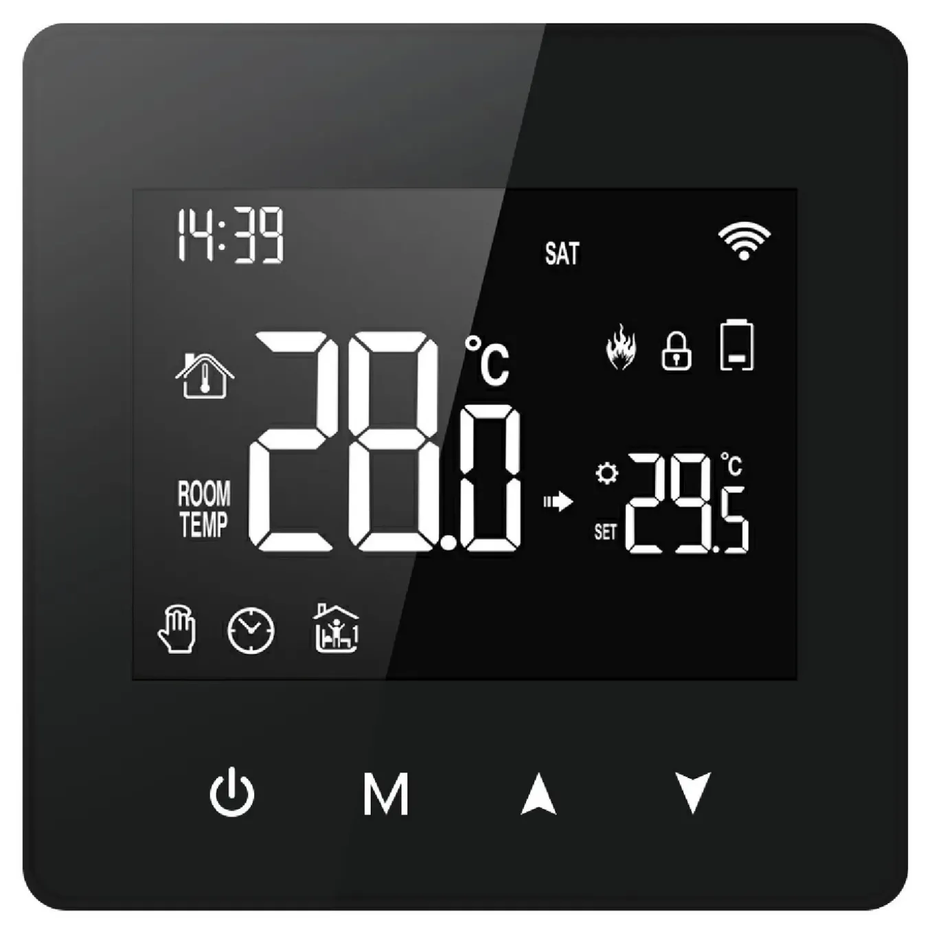 Wifi Opbouw Thermostaat Voor Cv Installatie Met Touchscreen En Open Raam Detectie Zwart