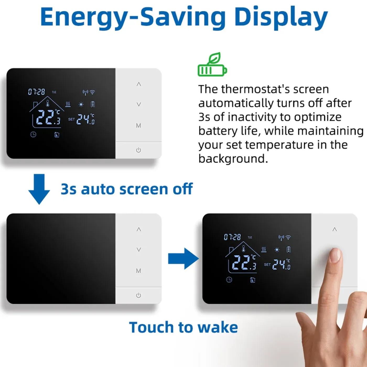 Smartlife Domotica Wifi Opbouw Thermostaat Voor Cv Installatie Met Touchscreen Usb Voeding