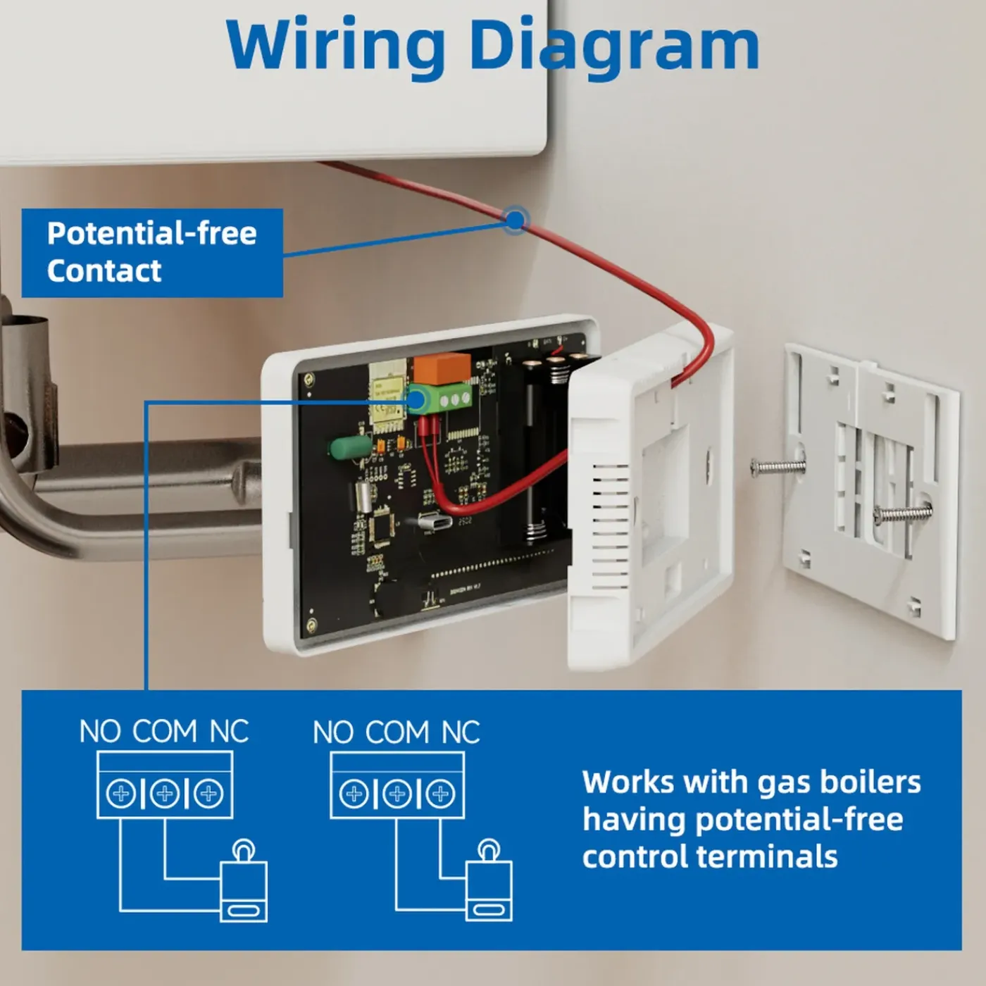 Smartlife Domotica Wifi Opbouw Thermostaat Voor Cv Installatie Met Touchscreen Usb Voeding