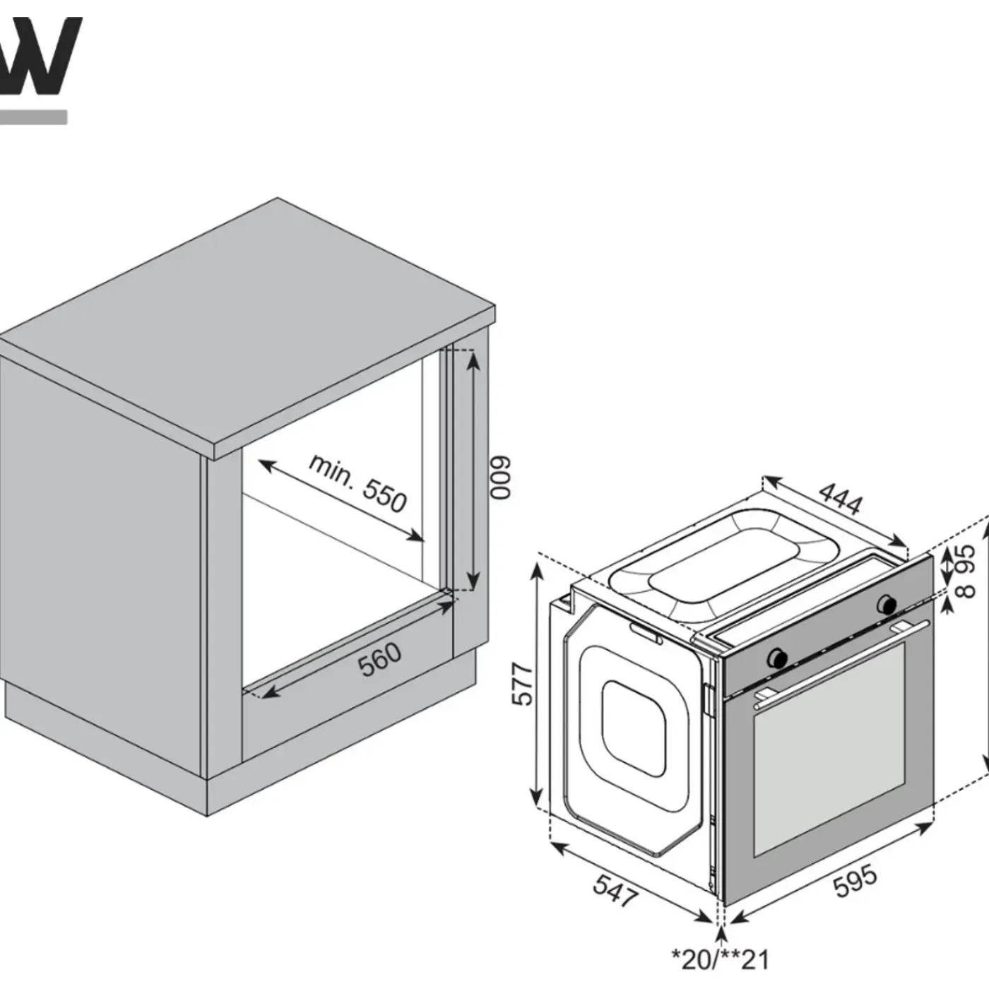 Wiggo - Inbouw Oven - Wo-b608(g) - Grijs - 60 Cm