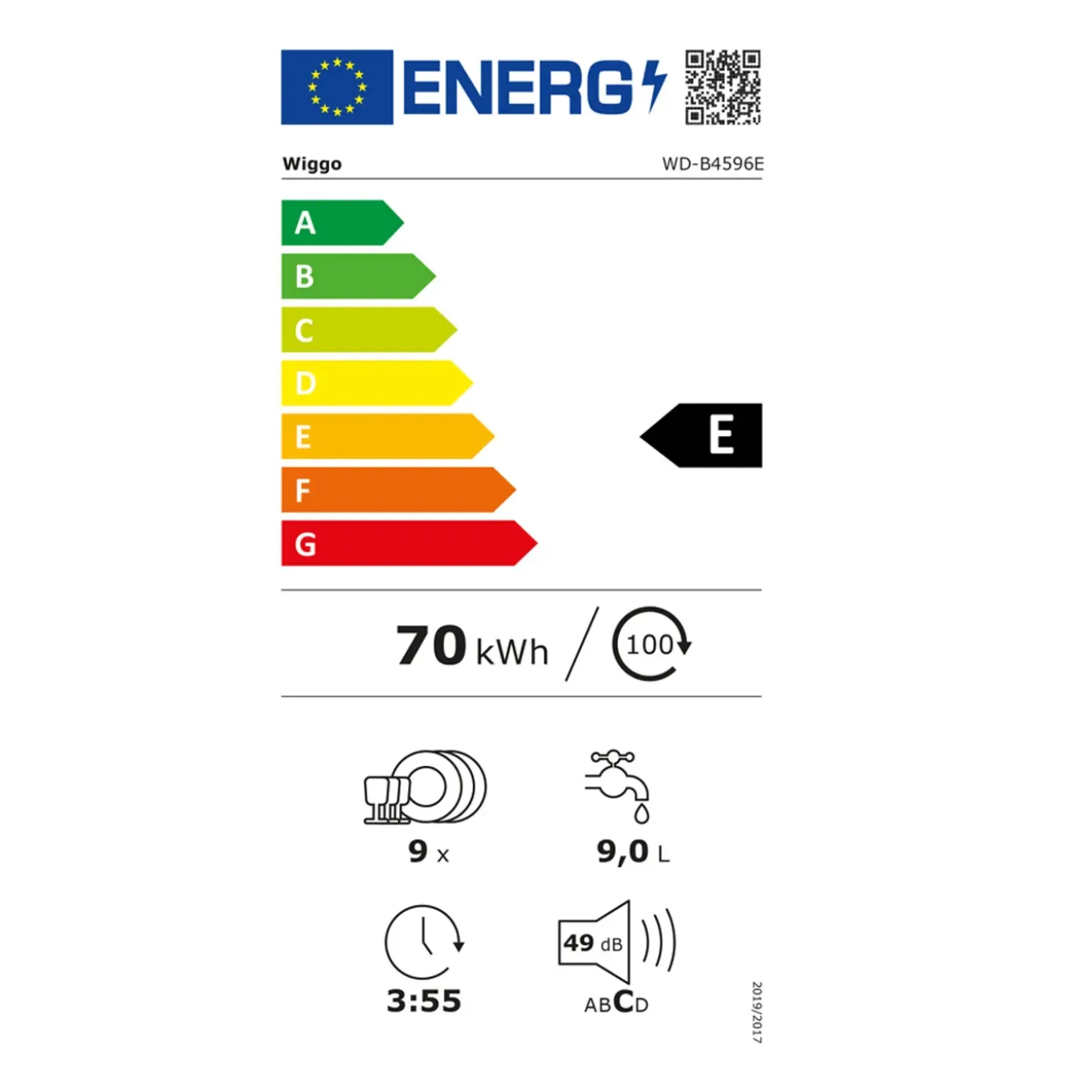 Wiggo - Inbouw Vaatwasser - Wd-b4596e(x) - Roestvrijstaal - 45 Cm
