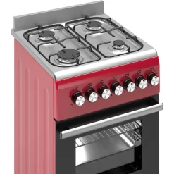 Wiggo - Vrijstaande Gasfornuis - Wo-e506a(rx) - Rood - 50 Cm