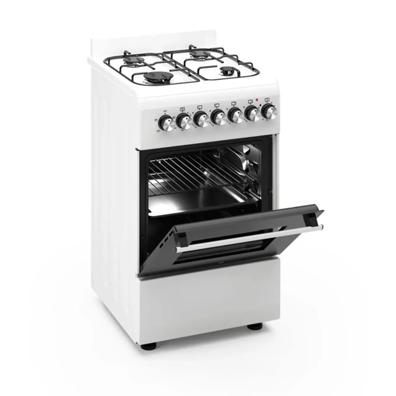 Wiggo - Vrijstaande Gasfornuis - Wo-e506a(ww) - Wit - 50 Cm
