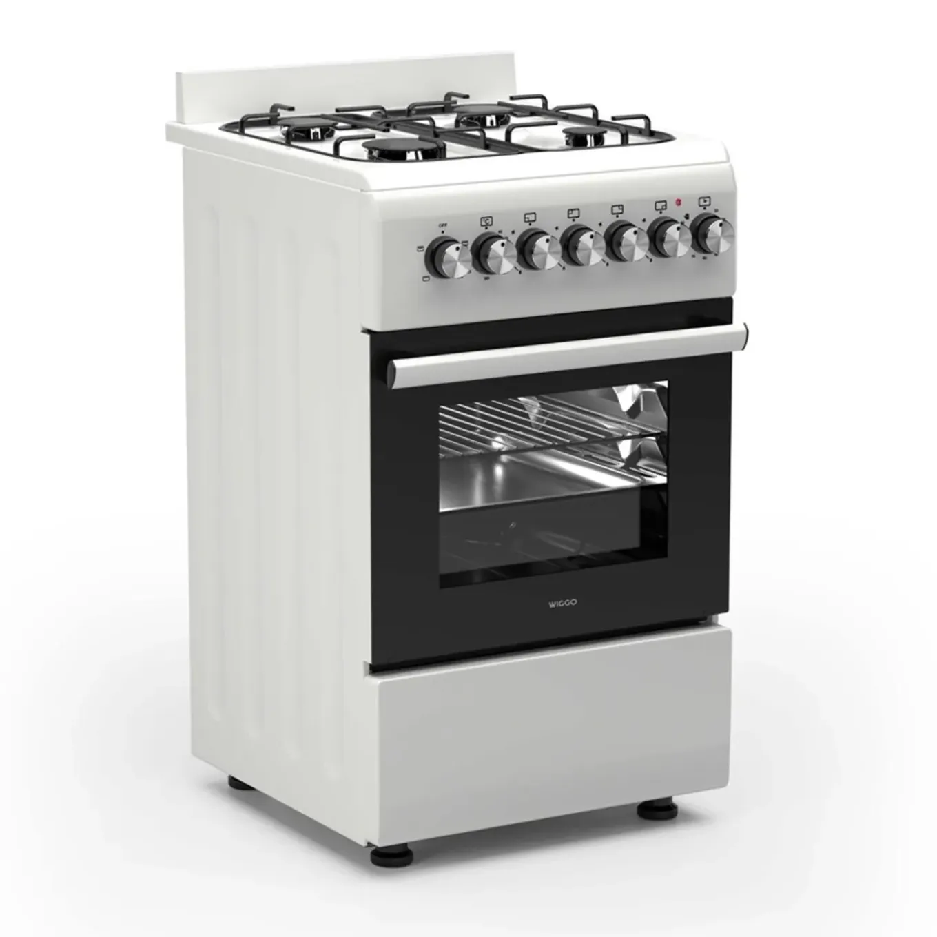 Wiggo - Vrijstaande Gasfornuis - Wo-e506a(ww) - Wit - 50 Cm