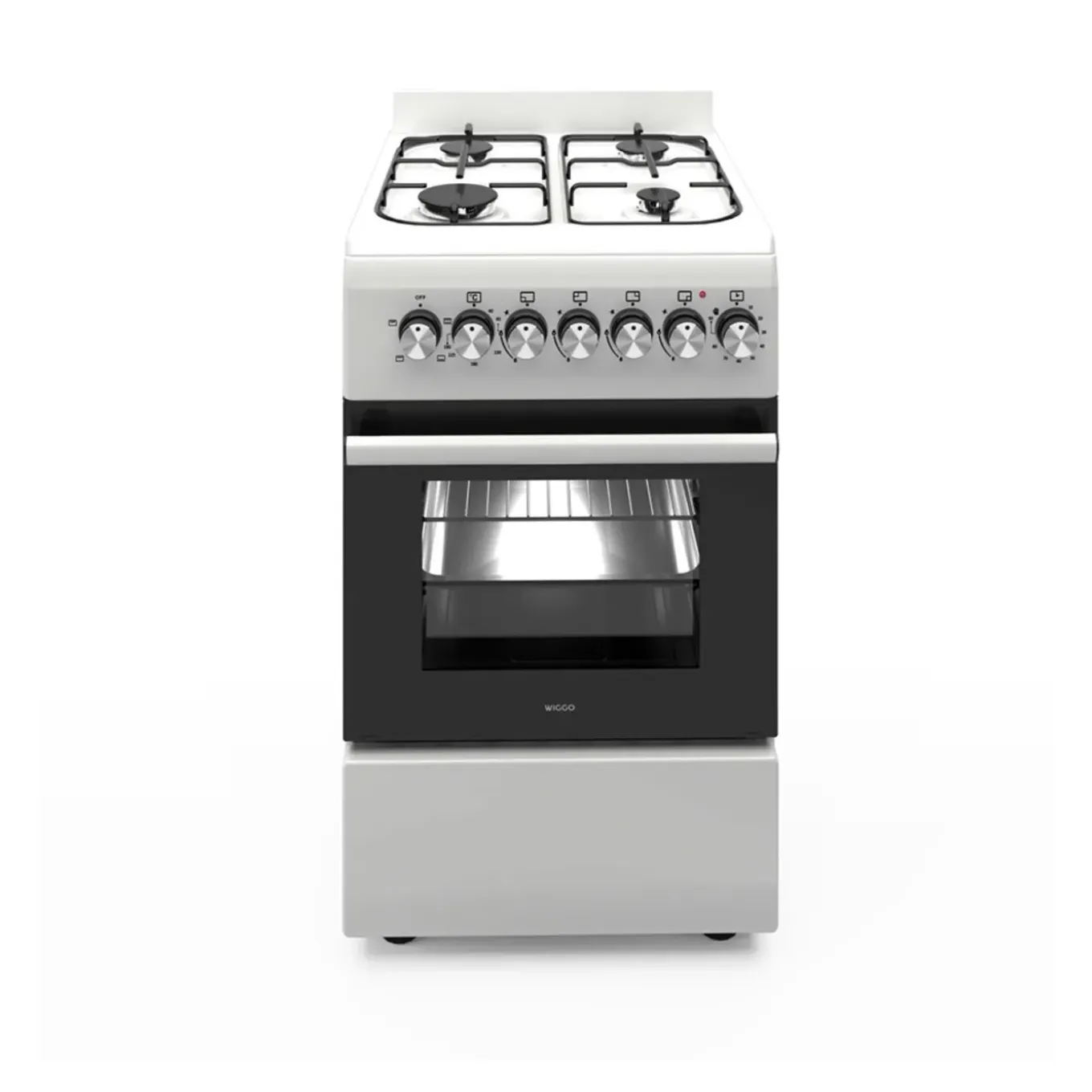 Wiggo - Vrijstaande Gasfornuis - Wo-e506a(ww) - Wit - 50 Cm