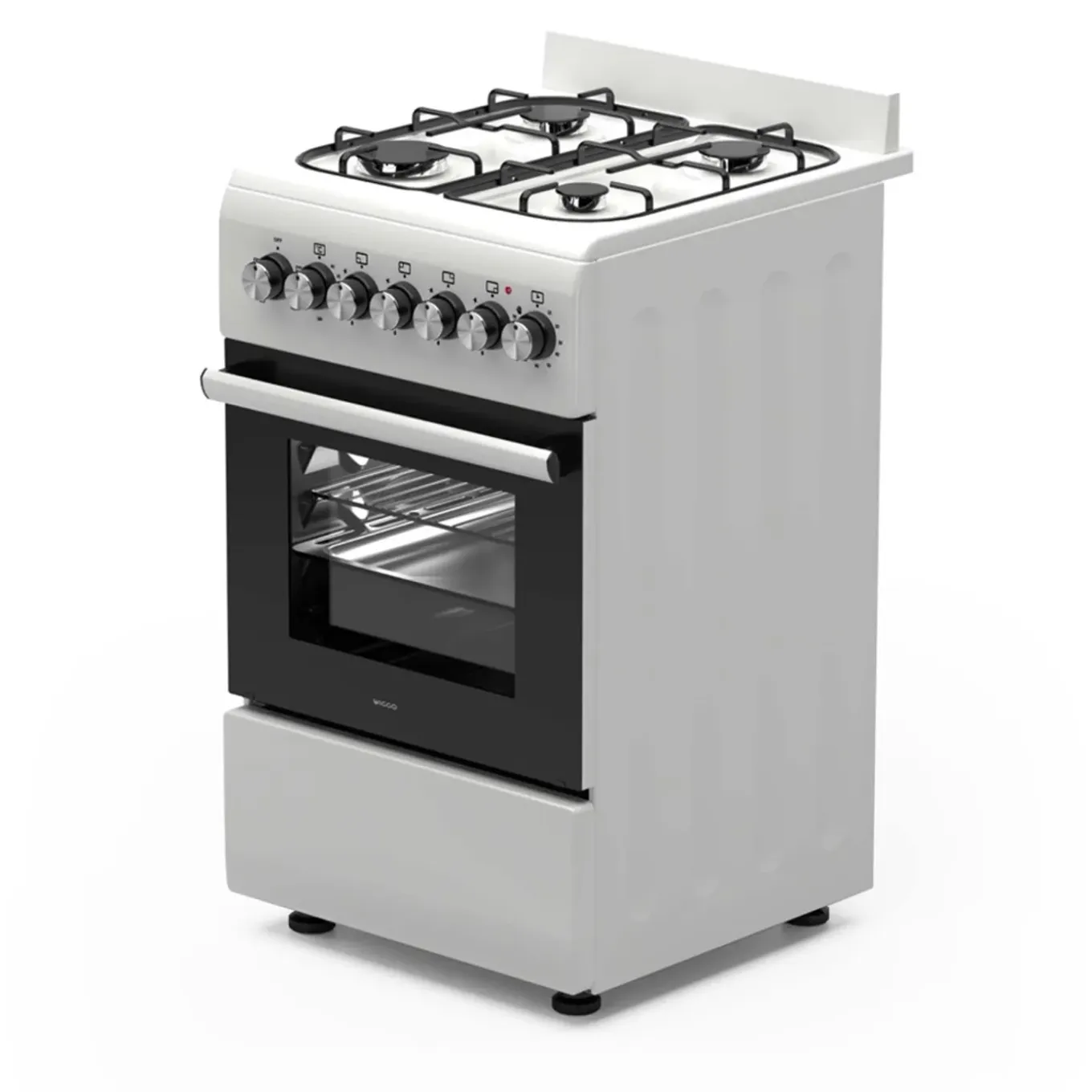 Wiggo - Vrijstaande Gasfornuis - Wo-e506a(ww) - Wit - 50 Cm