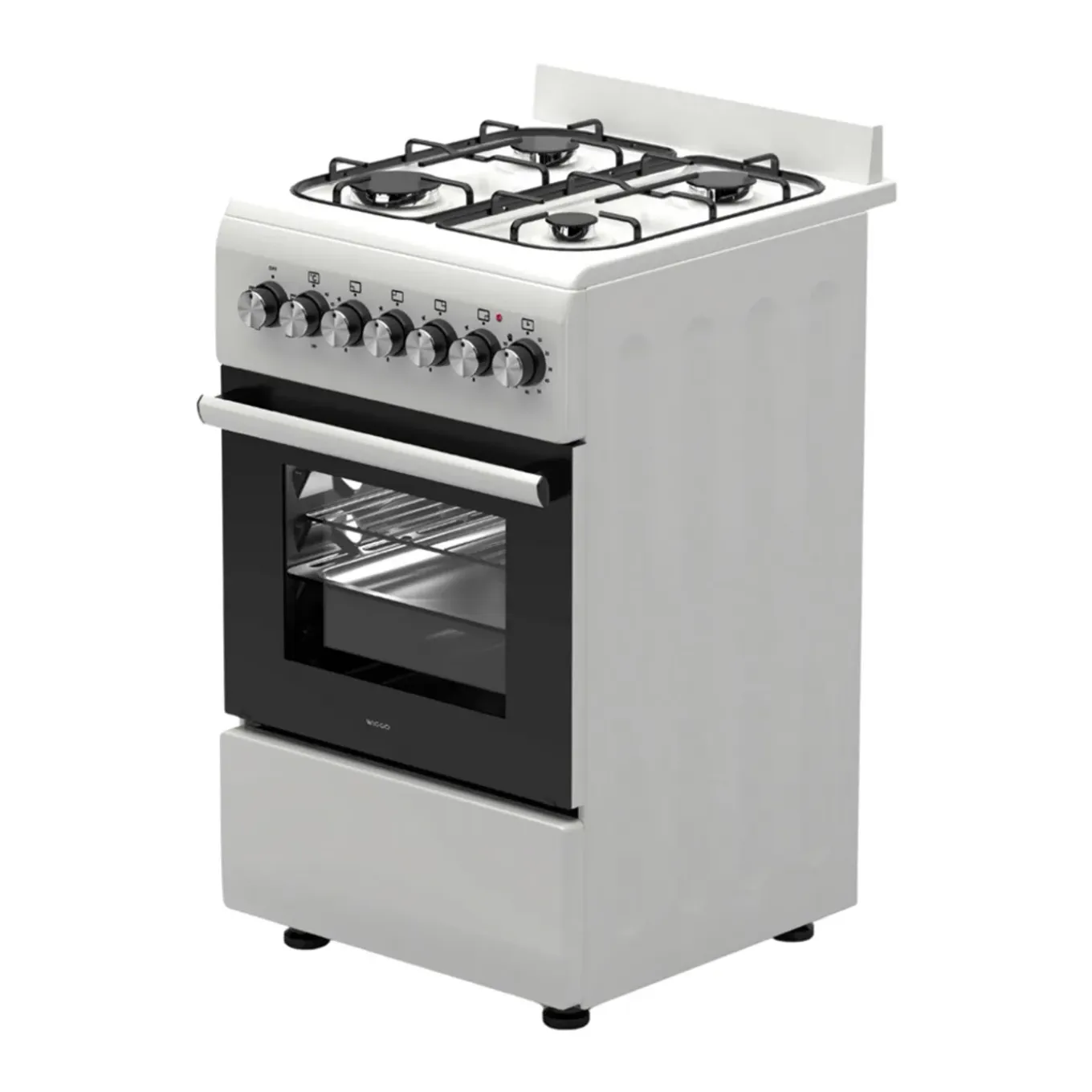 Wiggo - Vrijstaande Gasfornuis - Wo-e506a(wx) - Wit - 50 Cm