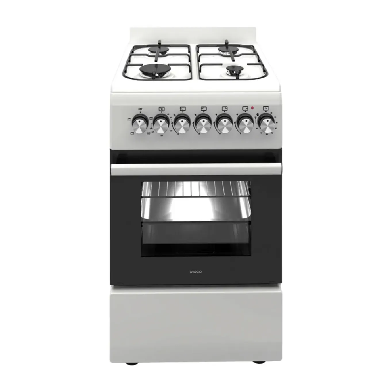 Wiggo - Vrijstaande Gasfornuis - Wo-e506a(wx) - Wit - 50 Cm