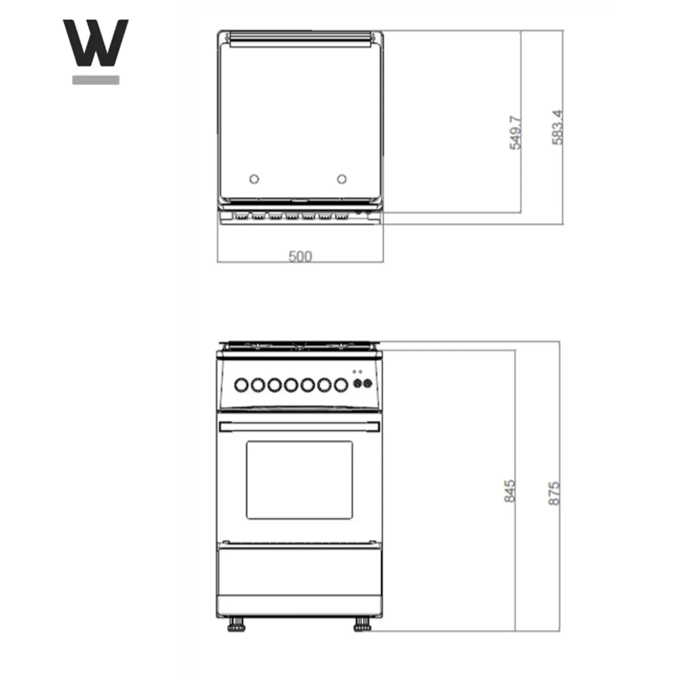 Wiggo - Vrijstaande Gasfornuis - Wo-e506a(wx) - Wit - 50 Cm