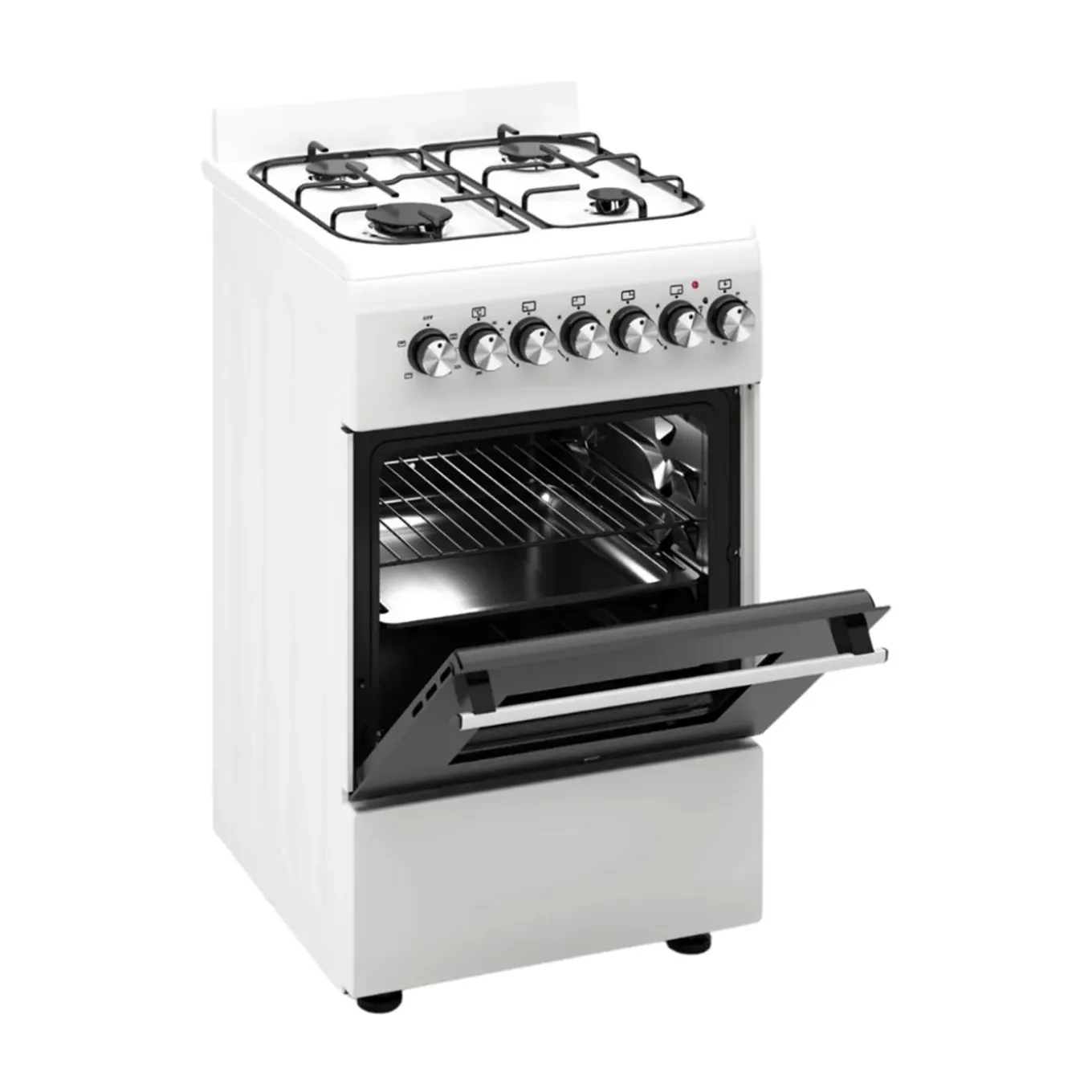 Wiggo - Vrijstaande Gasfornuis - Wo-e506a(wx) - Wit - 50 Cm