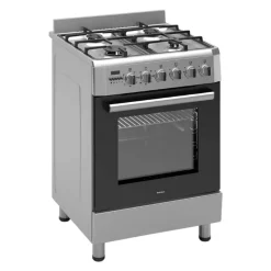 Wiggo - Vrijstaande Gasfornuis - Wo-e609b(xx) - Roestvrijstaal - 60 Cm