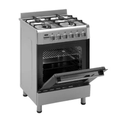 Wiggo - Vrijstaande Gasfornuis - Wo-e609b(xx) - Roestvrijstaal - 60 Cm
