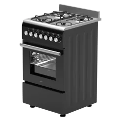 Wiggo - Vrijstaande Gasfornuis - Wo-e506a(bx) - Zwart - 50 Cm