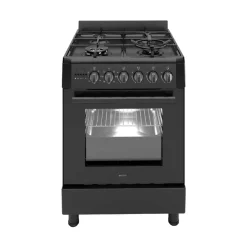 Wiggo - Vrijstaande Gasfornuis - Wo-e639b(bb) - Zwart - 60 Cm
