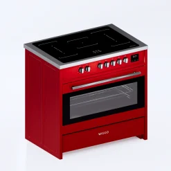 Wiggo - Vrijstaande Inductiefornuis - Wio-e921a(rx) - Rood - 90 Cm
