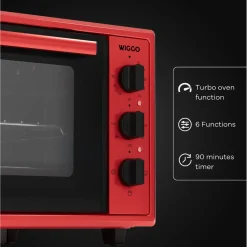 Wiggo - Vrijstaande Mini Oven - Wmo-e456(r) - Rood - 45 Liter