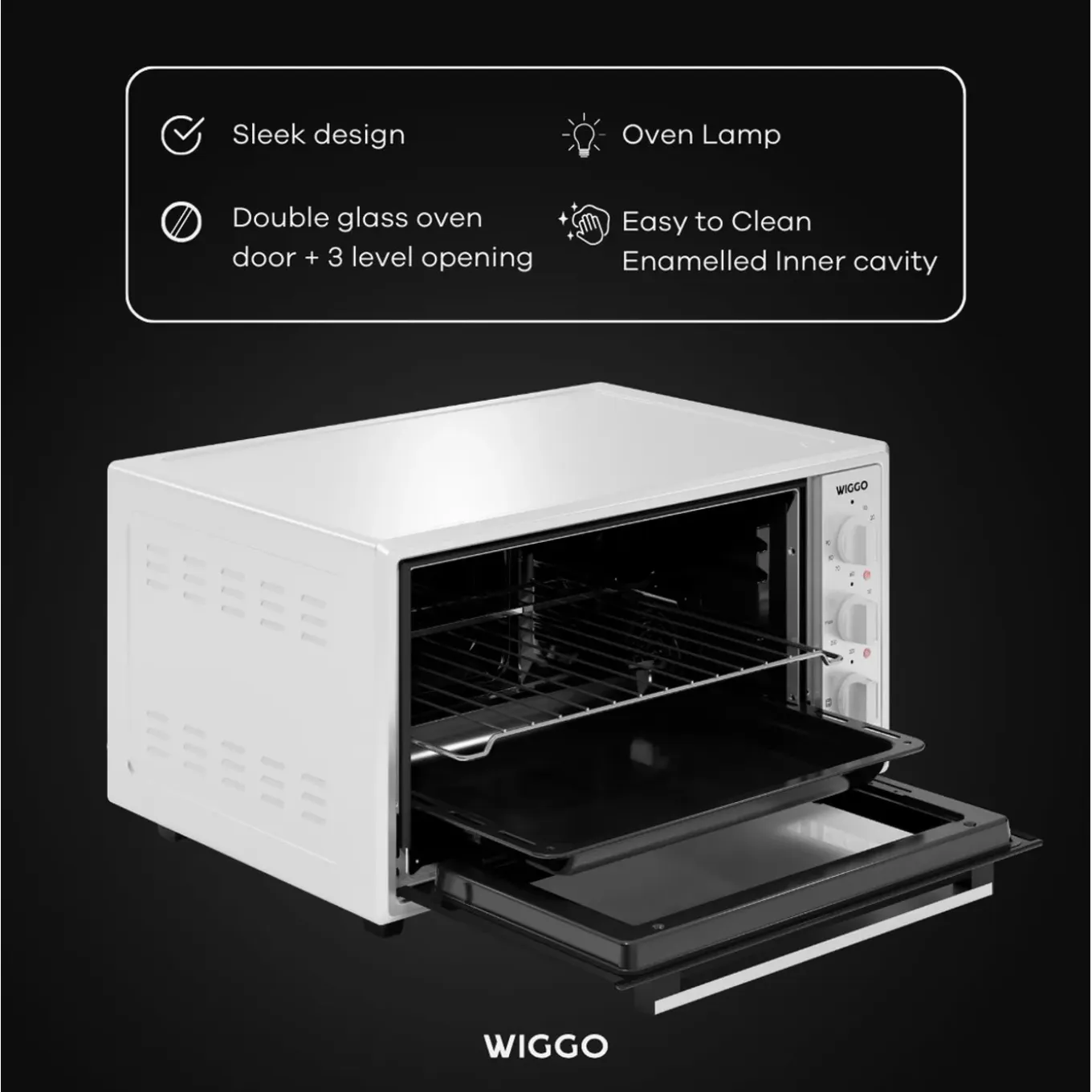 Wiggo - Vrijstaande Mini Oven - Wmo-e456(w) - Wit - 45 Liter