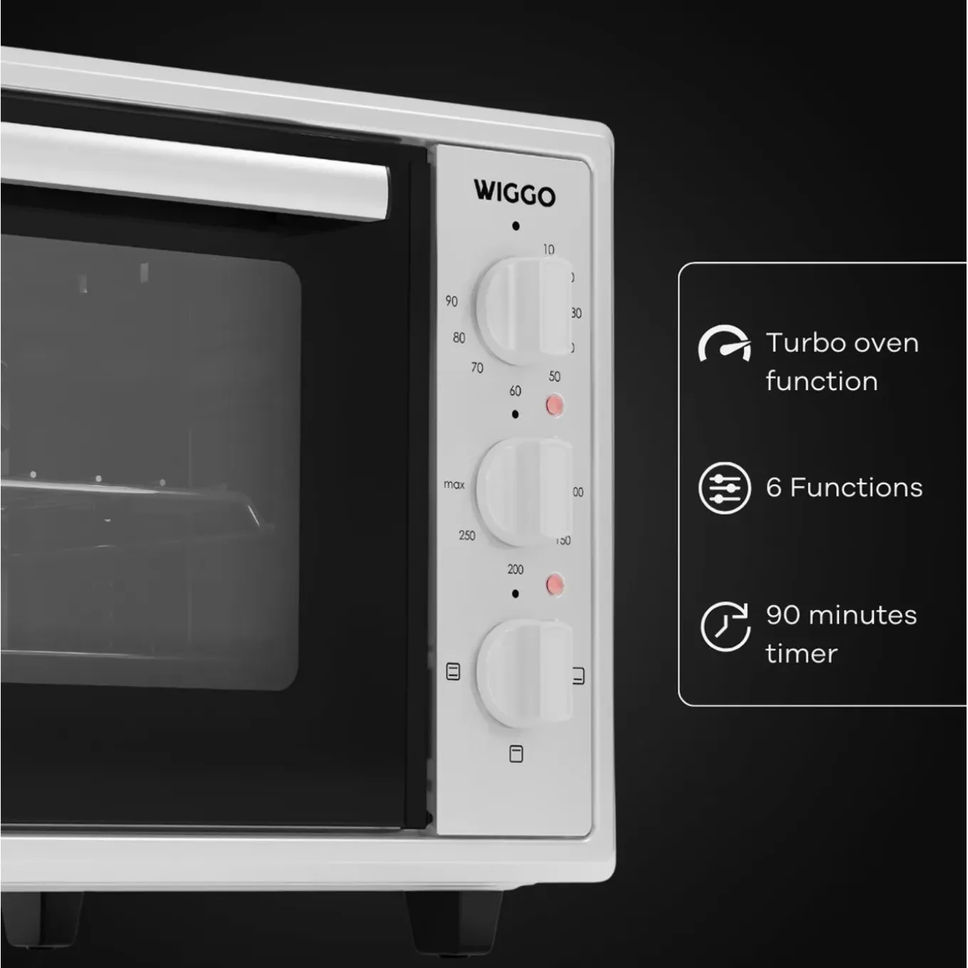 Wiggo - Vrijstaande Mini Oven - Wmo-e456(w) - Wit - 45 Liter