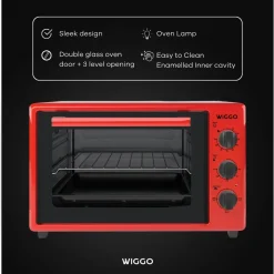 Wiggo - Vrijstaande Mini Oven - Wmo-e353(r) - Rood - 35 Liter