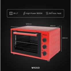 Wiggo - Vrijstaande Mini Oven - Wmo-e353(r) - Rood - 35 Liter