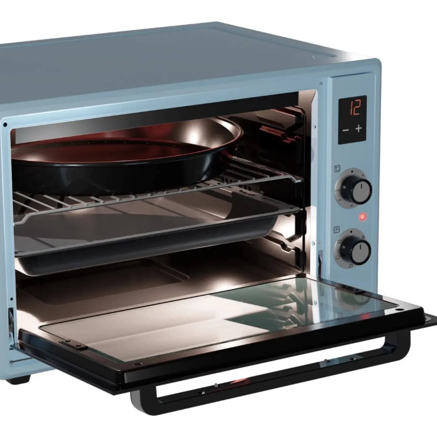 Wiggo - Vrijstaande Mini Oven - Wmo-e657(a) - Aqua Blauw - 65 Liter