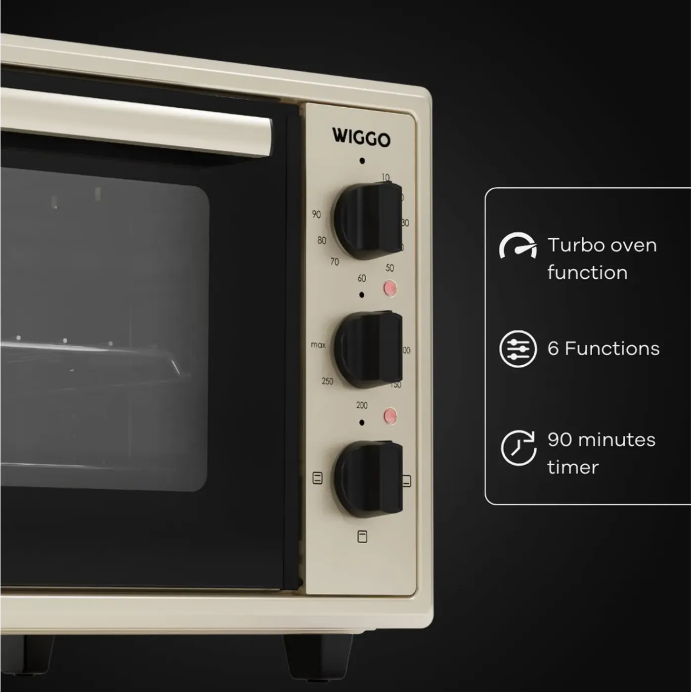 Wiggo - Vrijstaande Mini Oven - Wmo-e456(c) - Creme - 45 Liter
