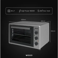 Wiggo - Vrijstaande Mini Oven - Wmo-e353(x) - Roestvrijstaal - 35 Liter