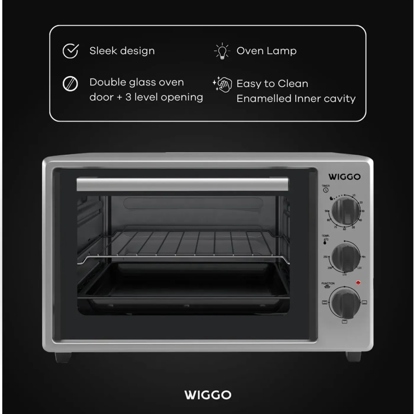 Wiggo - Vrijstaande Mini Oven - Wmo-e353(x) - Roestvrijstaal - 35 Liter