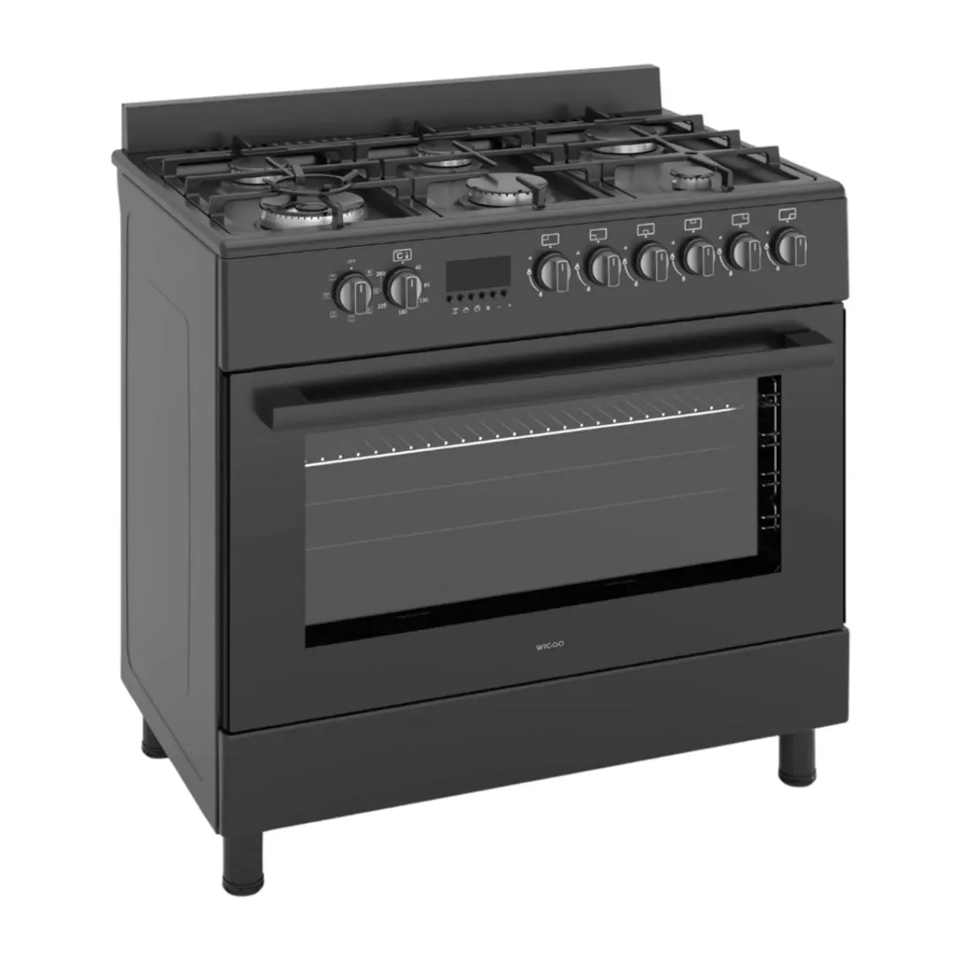 Wiggo Wo‑e969b(bb) Vrijstaande Gasfornuis - 90 Cm - Zwart