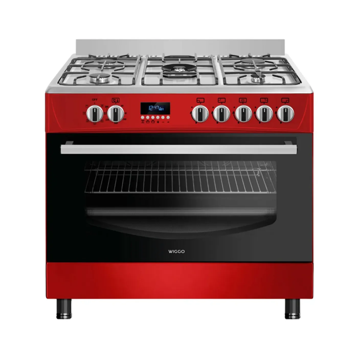 Wiggo Wo‑e909r(rx) Vrijstaande Gasfornuis - 90 Cm - Rood