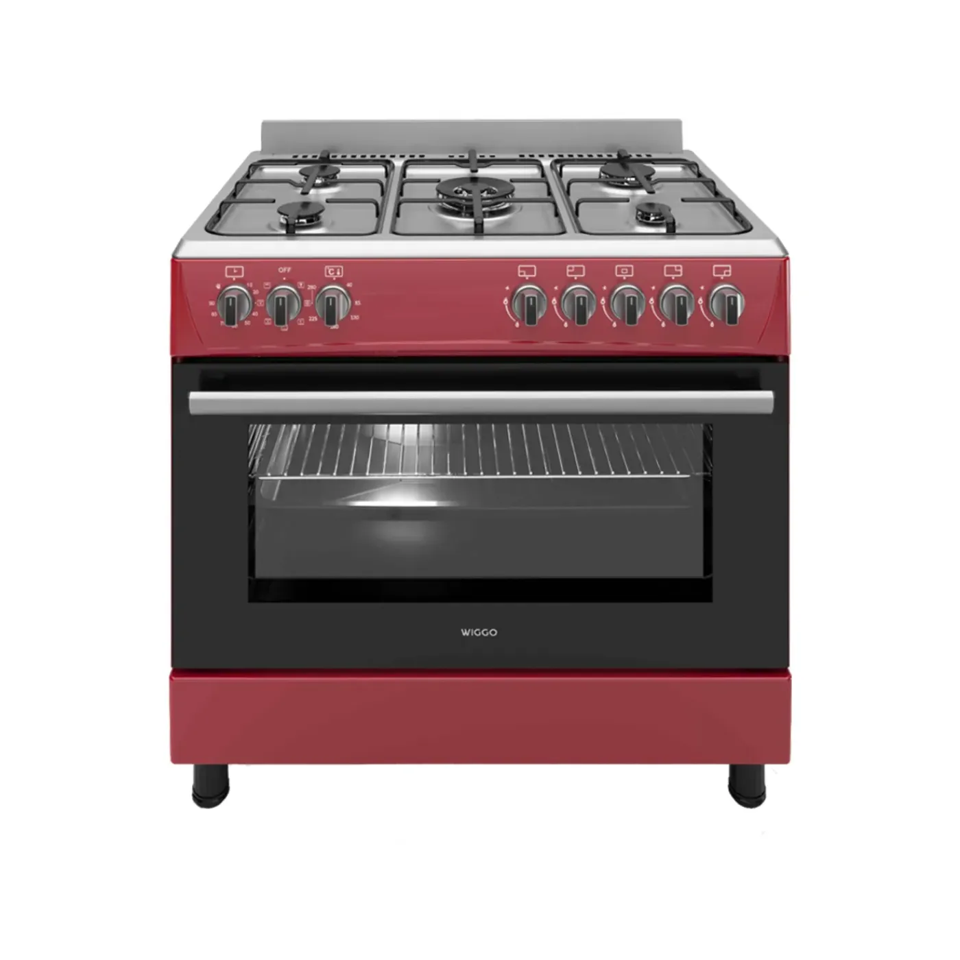 Wiggo Wo‑e905r(rx) Vrijstaande Gasfornuis - 90 Cm - Rood